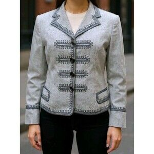 Vintage 90s Moschino Cheap And Chic Blazer Jacket Gray Embroidered